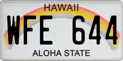 HI license plate WFE644