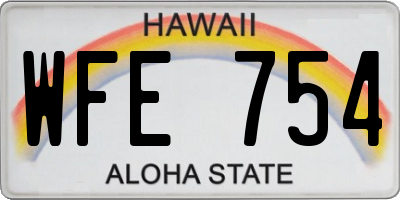 HI license plate WFE754