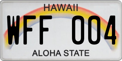 HI license plate WFF004