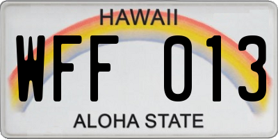 HI license plate WFF013