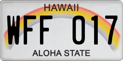 HI license plate WFF017
