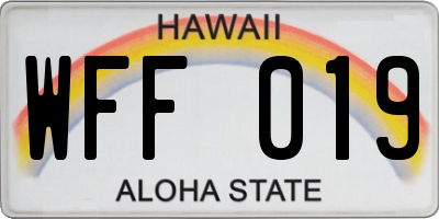 HI license plate WFF019