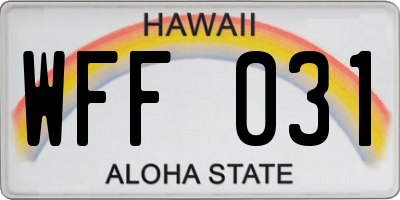 HI license plate WFF031