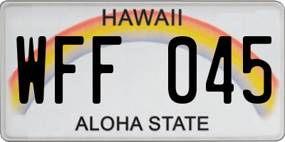 HI license plate WFF045