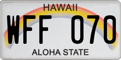 HI license plate WFF070
