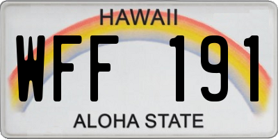 HI license plate WFF191