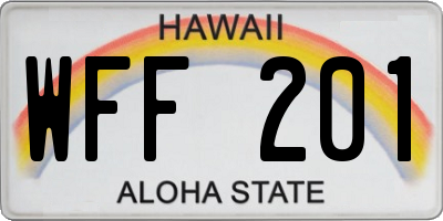 HI license plate WFF201