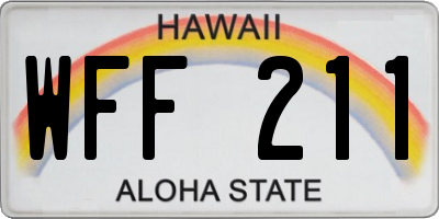 HI license plate WFF211