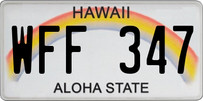 HI license plate WFF347