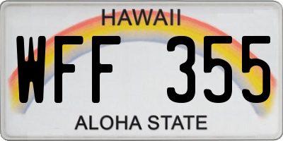HI license plate WFF355