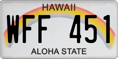 HI license plate WFF451