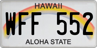 HI license plate WFF552