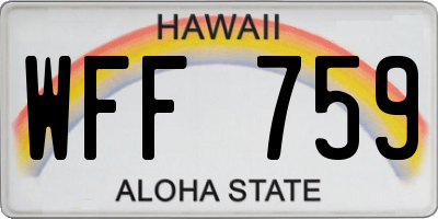 HI license plate WFF759
