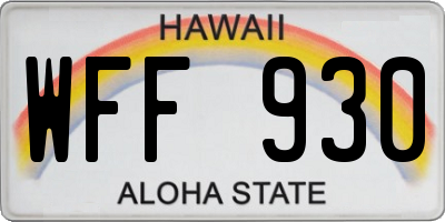 HI license plate WFF930