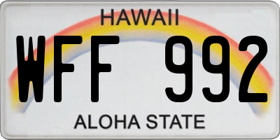 HI license plate WFF992