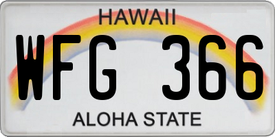 HI license plate WFG366