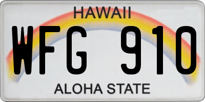 HI license plate WFG910