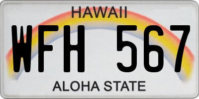 HI license plate WFH567