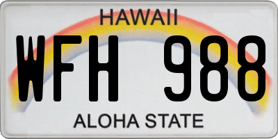 HI license plate WFH988