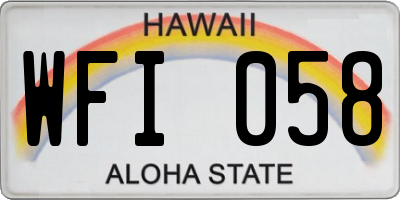 HI license plate WFI058