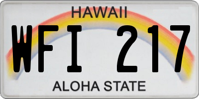HI license plate WFI217