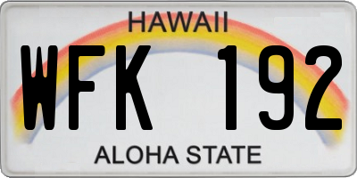 HI license plate WFK192