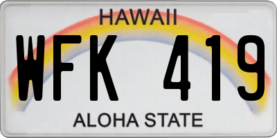 HI license plate WFK419
