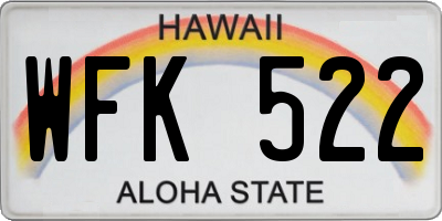 HI license plate WFK522