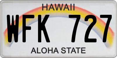 HI license plate WFK727