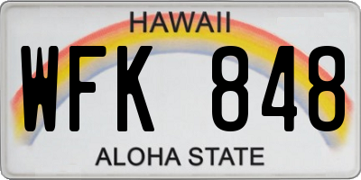 HI license plate WFK848