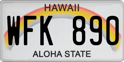HI license plate WFK890