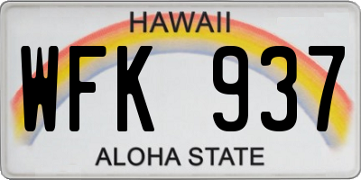 HI license plate WFK937