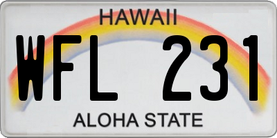 HI license plate WFL231