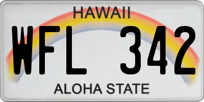 HI license plate WFL342