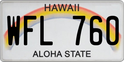 HI license plate WFL760