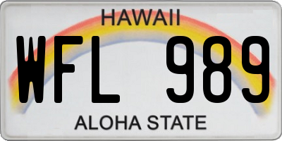 HI license plate WFL989