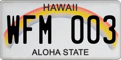 HI license plate WFM003