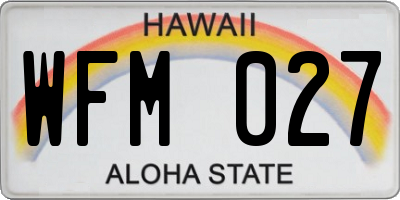 HI license plate WFM027