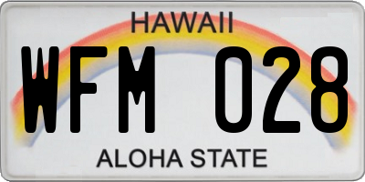 HI license plate WFM028