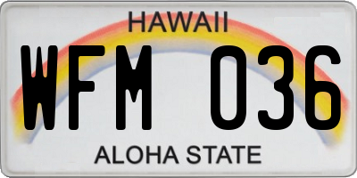 HI license plate WFM036