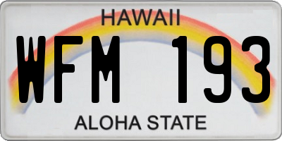 HI license plate WFM193