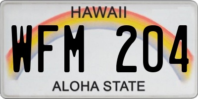 HI license plate WFM204