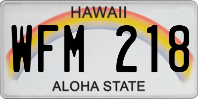 HI license plate WFM218