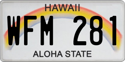 HI license plate WFM281