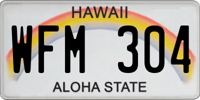 HI license plate WFM304