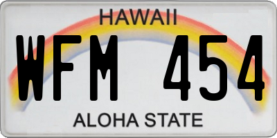HI license plate WFM454