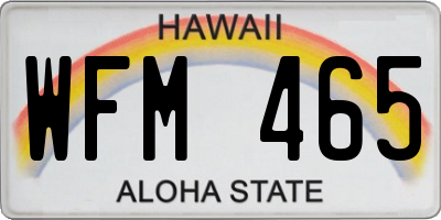 HI license plate WFM465