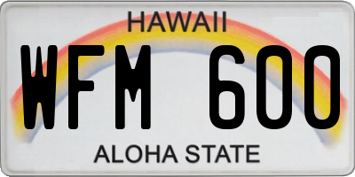 HI license plate WFM600