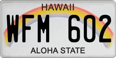 HI license plate WFM602