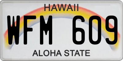 HI license plate WFM609